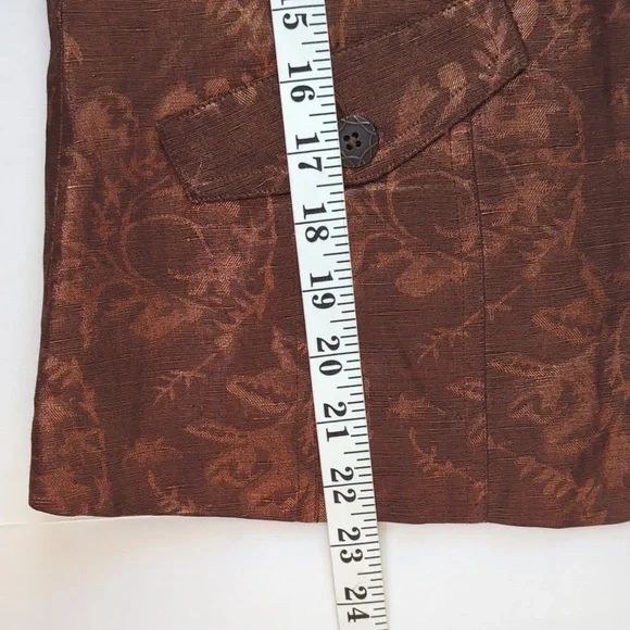 Chico's Silk Linen Shimmery Floral Lined Blazer Small Chico's 0 Metallic Bronze - Picture 14 of 14